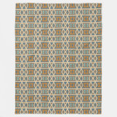 Blau Türkis Aquamarin Orange Brown Tribal Muster Fleecedecke (Vorderseite)