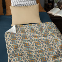 Blau Türkis Aquamarin Orange Brown Tribal Muster