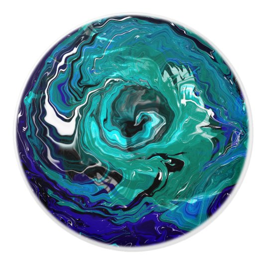 Blau, Türkis, Aquamarin Unendlichkeit Keramikknauf (Vorderseite)