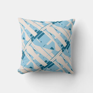 Blau Türkis Beige Mittelmeer Diagonal Mosaik Kissen