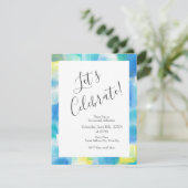 Blau Türkis Gelb Moderne Abstrakt Einladung (Stehend Vorderseite)