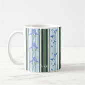 Blau Türkis gestreifter Blumen-Mug Kaffeetasse (Links)