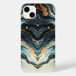 Blau Türkis Gold Achat Moderne Glamour Elegant Str Case-Mate iPhone 14 Plus Hülle