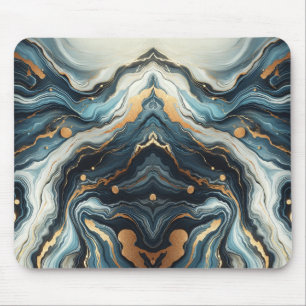 Blau Türkis Gold Achat Moderne Glamour Elegant Str Mousepad