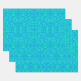 Blau Türkis Mattiertes Glass Muster Abstrakt Art Geschenkpapier Set