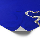 Blau Türkis Silbermarmor Abstrakte Kunst Poster (Ecke)