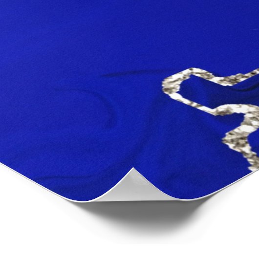 Blau Türkis Silbermarmor Abstrakte Kunst Poster (Ecke)