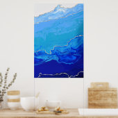 Blau Türkis Silbermarmor Abstrakte Kunst Poster (Küche)
