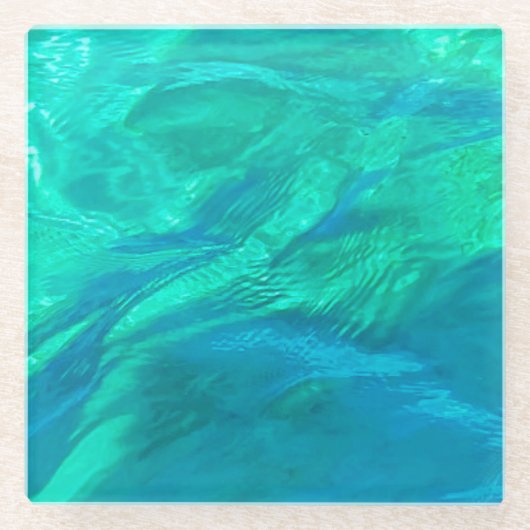 Blau, Türkis und Aqua Waves Glasuntersetzer (Vorderseite)