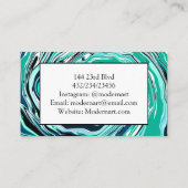 Blau, Türkis und Aquamariner Marmor-Wirbel Visitenkarte (Rückseite)