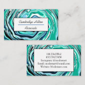 Blau, Türkis und Aquamariner Marmor-Wirbel Visitenkarte (Vorne/Hinten)
