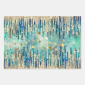 Blau, Türkis und Gold Geschenkpapier Set (Vorderseite 3)