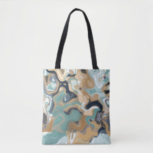 Blau, Türkis und goldverwirbelter Marmor Tasche