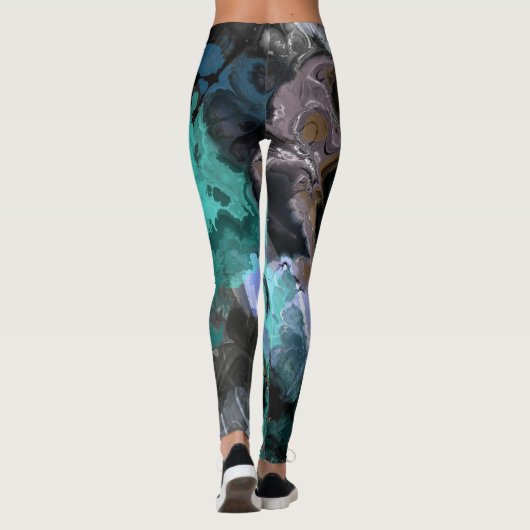Blau, Türkis und Lila abstrakt Leggings (Rückseite)