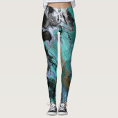 Blau, Türkis und Lila abstrakt Leggings (Vorderseite)