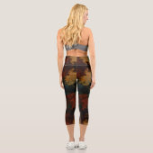 Blau, Türkis und Marmor Abstrakt Capri Leggings (Rückseite)