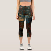 Blau, Türkis und Marmor Abstrakt Capri Leggings (Vorderseite)