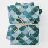 Blau, Türkis und Silver Mermaid Scales Geschenkpapier Set (Beispiel)