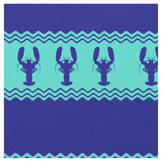 Blau-Türkisfarben-Hummermuster Stoff (Nahaufnahme)