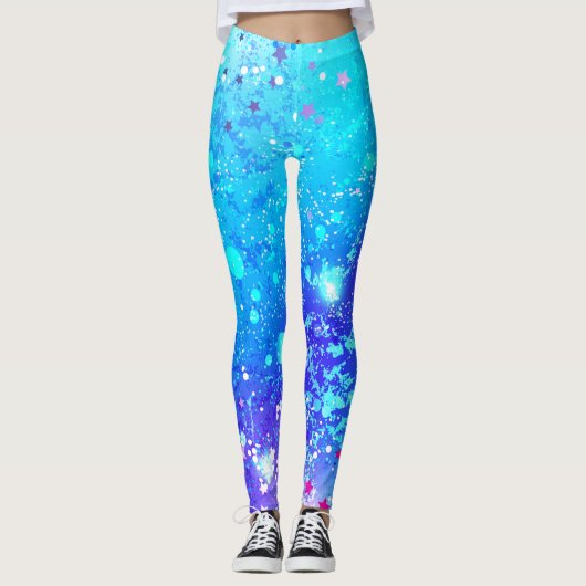 Blau-türkisfarbene Leggings (Vorderseite)