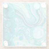 Blau, türkisfarbene Meereswellen und Blasen Glasuntersetzer (Rückseite)