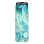 Blau, türkisfarbene Meereswellen und Blasen Thermosbecher (Rückseite)