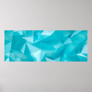 Blau, türkisfarbener Hintergrund mit Kristallen, D Poster