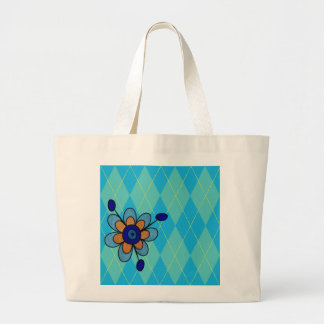 Blau u. Aqua-Raute u. Blume Jumbo Stoffbeutel
