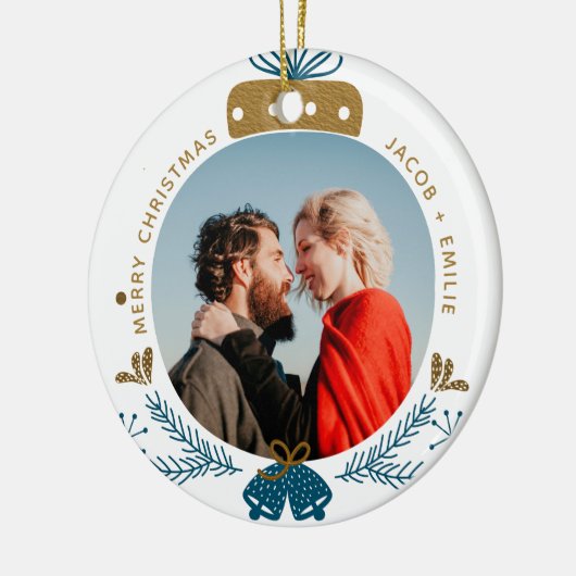 Blau-u. des Gold| Flitter-frohe Keramik Ornament (Links)