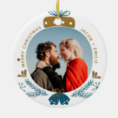 Blau-u. des Gold| Flitter-frohe Keramik Ornament (Hinten)