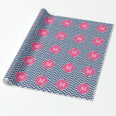 Blau u. Fuschia Zickzack-Muster-Monogramm Geschenkpapier (Ungerollt)