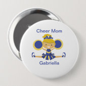 Blau-u. Goldbeifall-Mama-Cheerleader-Knopf Button (Vorne & Hinten)