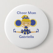 Blau-u. Goldbeifall-Mama-Cheerleader-Knopf Button (Vorderseite)