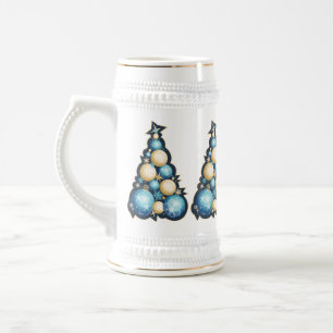 Blau-u. Goldblasen-Weihnachtsbäume Bierglas