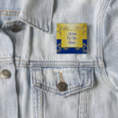 Blau-u. Goldblühende Rebe-Monogramm-Hochzeit Button (Beispiel)