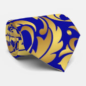 Blau-u. Golddamast-Feiertags-WeihnachtsKrawatte Krawatte (Gerollt)