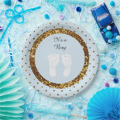 Blau-u. GoldGlitzer-personalisierter PapierTeller (Party)