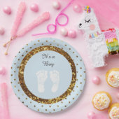 Blau-u. GoldGlitzer-personalisierter PapierTeller (Party)