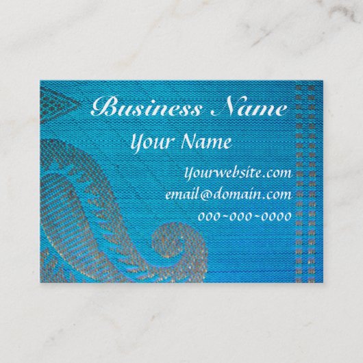 Blau-u. GoldSilk Paisley-Stoff Visitenkarte (Vorderseite)