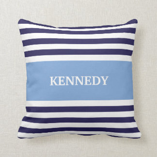 Blau u. Marine-Streifen u. Monogramm Kissen