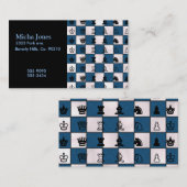 Blau u. Weiß gemarmortes Schach-Brett u. Stücke Visitenkarte (Vorne/Hinten)