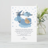 Blau über dem Mond Schlafbär Danke Karte (Stehend Vorderseite)