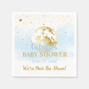 Blau über dem Mond und Sterne Celestial Baby Dusch Serviette
