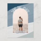 BLAU | Über einen Haushalt? Save the Date für Foto Postkarte (Vorderseite)