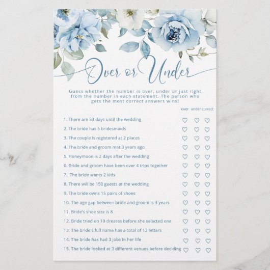 Blau über oder unter Brautparty (Vorderseite)