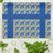 Blau überprüft, farbenfrohe Mischung von Wildblume Geschirrtuch (Gefaltet)