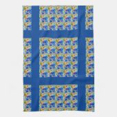 Blau überprüft, farbenfrohe Mischung von Wildblume Geschirrtuch (Vertikal)