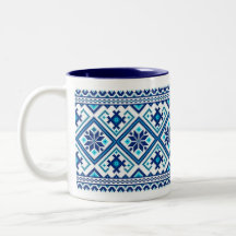 Blau Ukrainische Stickerei (vyshyvanka) Tasse