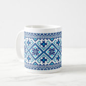 Blau Ukrainische Stickerei (vyshyvanka) Tasse (Vorderseite Links)