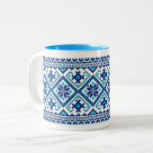 Blau Ukrainische Stickerei (vyshyvanka) Tasse (Vorderseite Links)